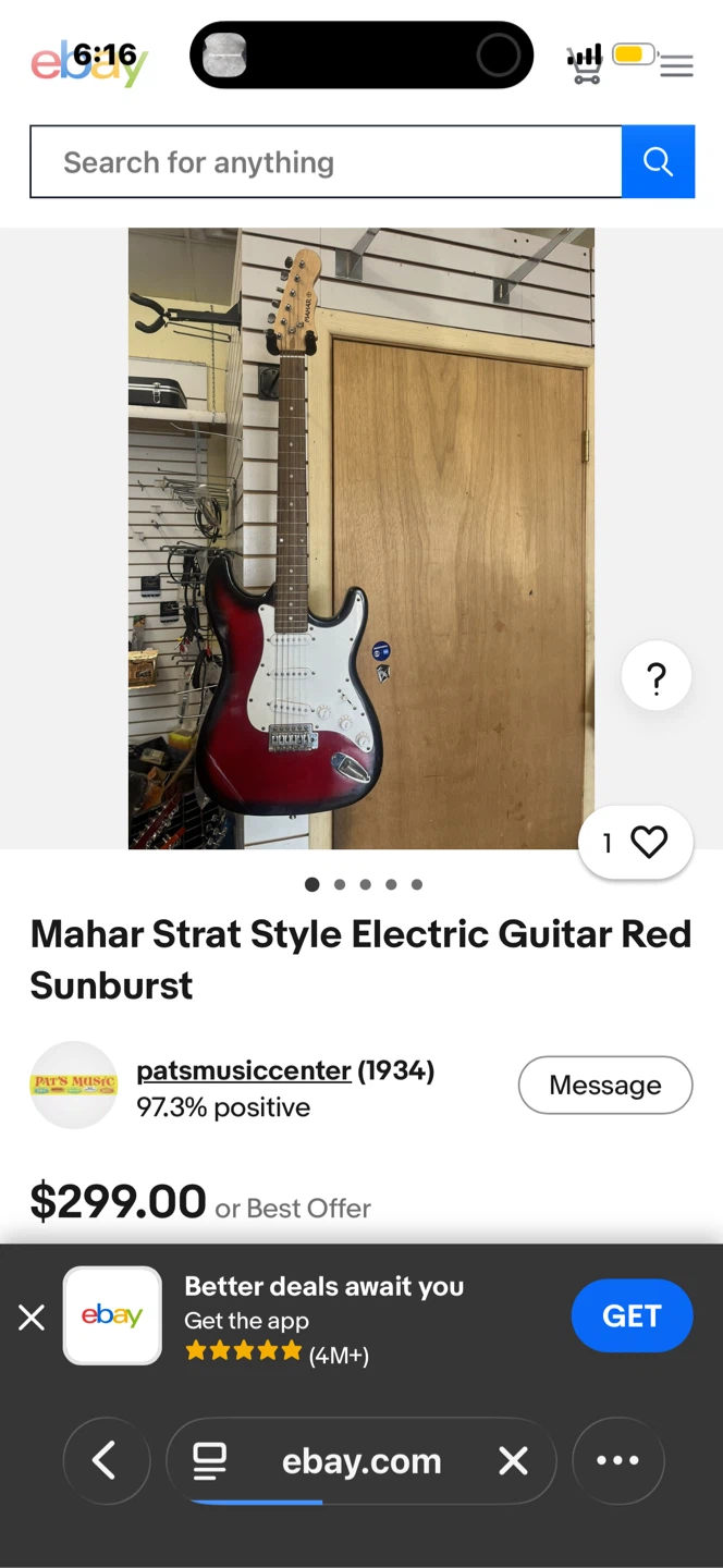 Mahar Strat Style Electric Guitar - Red Sunburst