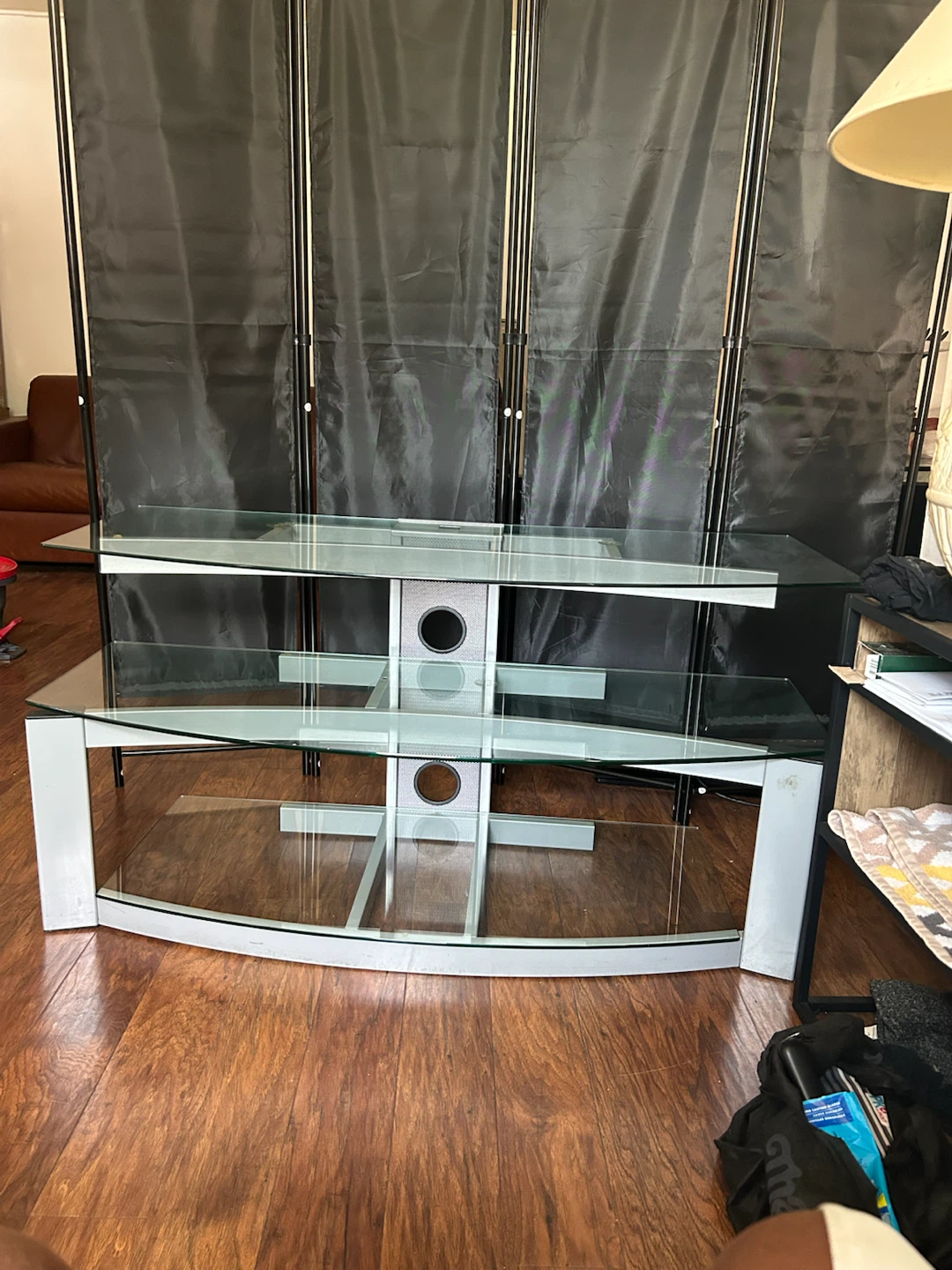 50"LG smart TV with 3 tier metal and temper glass TV table - photo 4