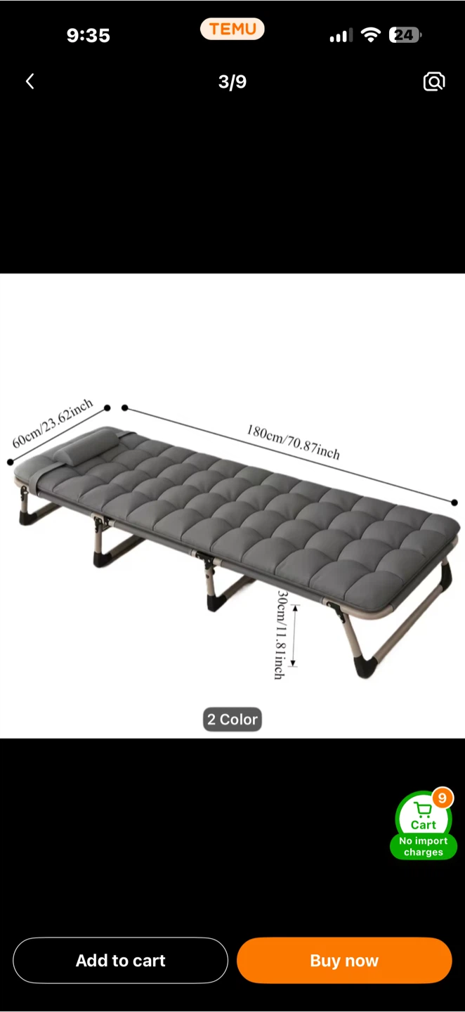 Gray Guest Bed Folding Cot