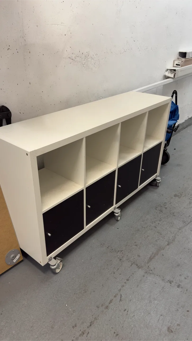 Kallax style shelving unit with drawers on wheels
