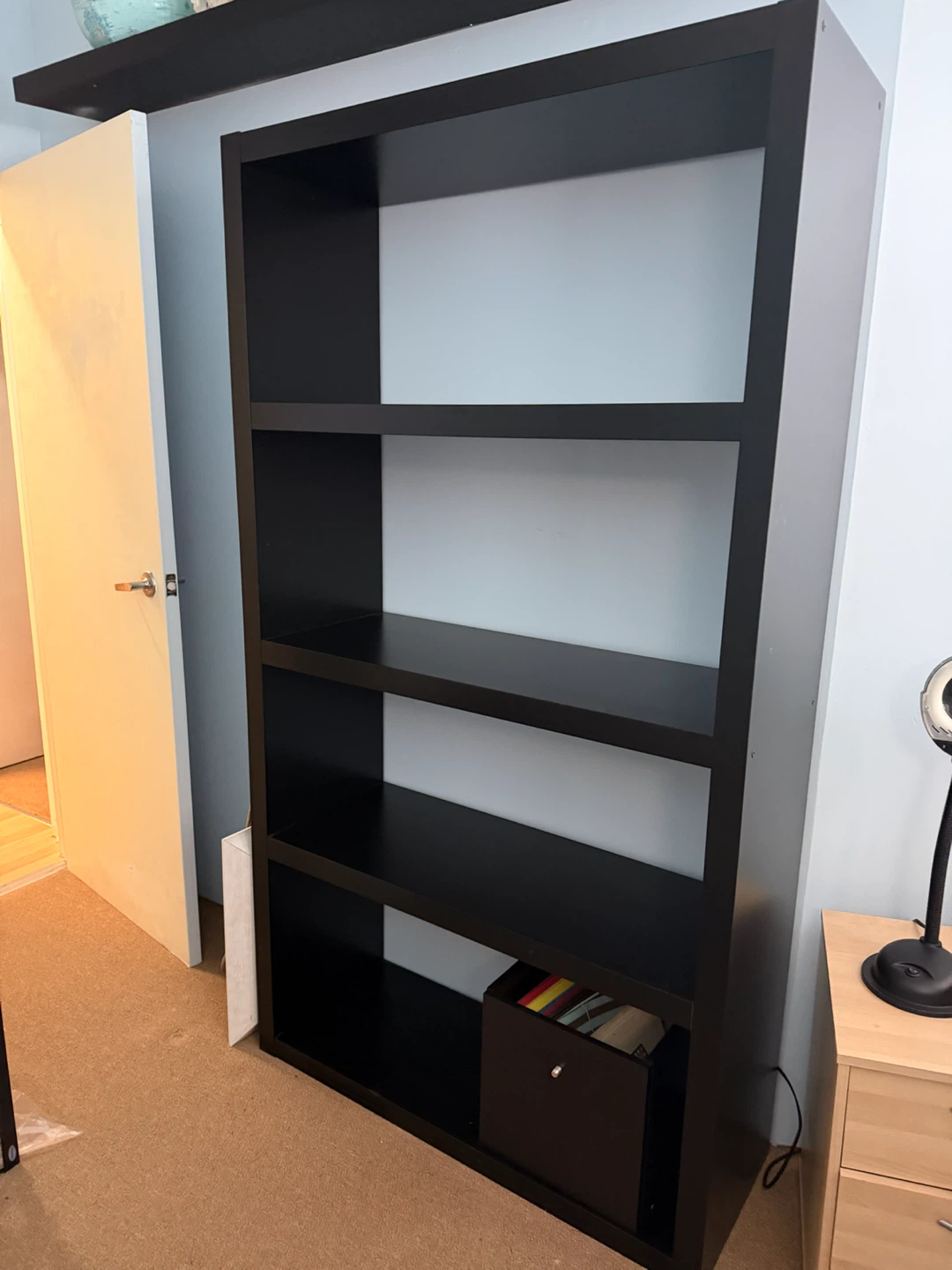 Black IKEA Bookshelf with 5 Shelves