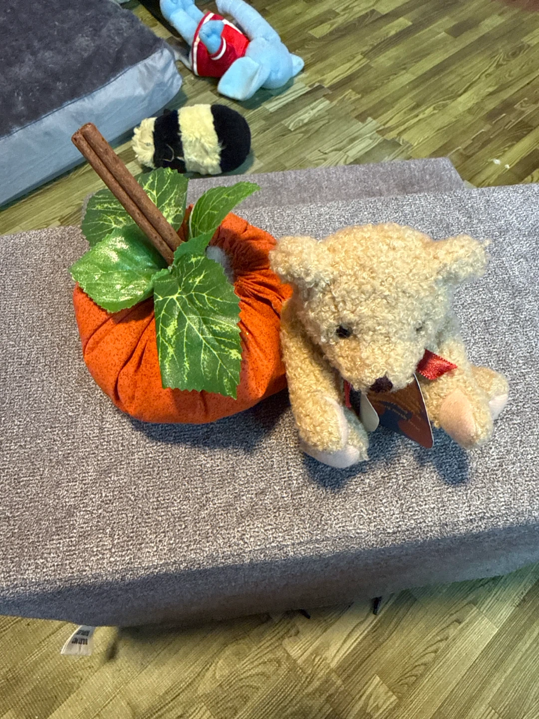 Plush Pumpkin with Teddy Bear Accent