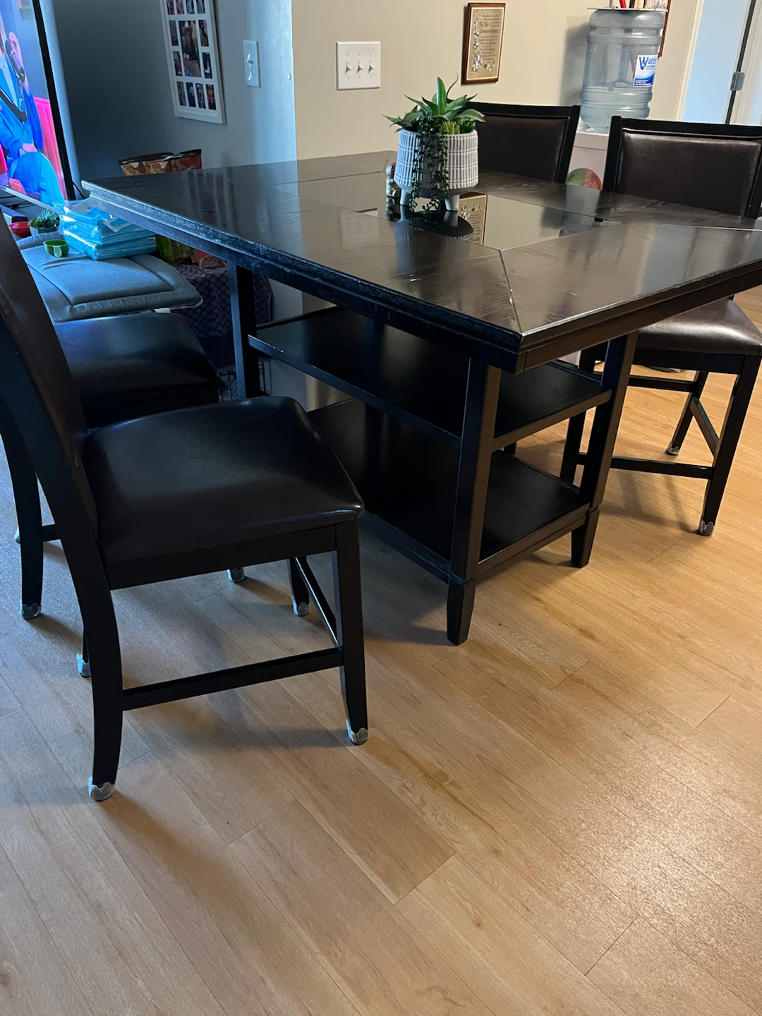 Set of 6 Black Faux Leather Dining Chairs