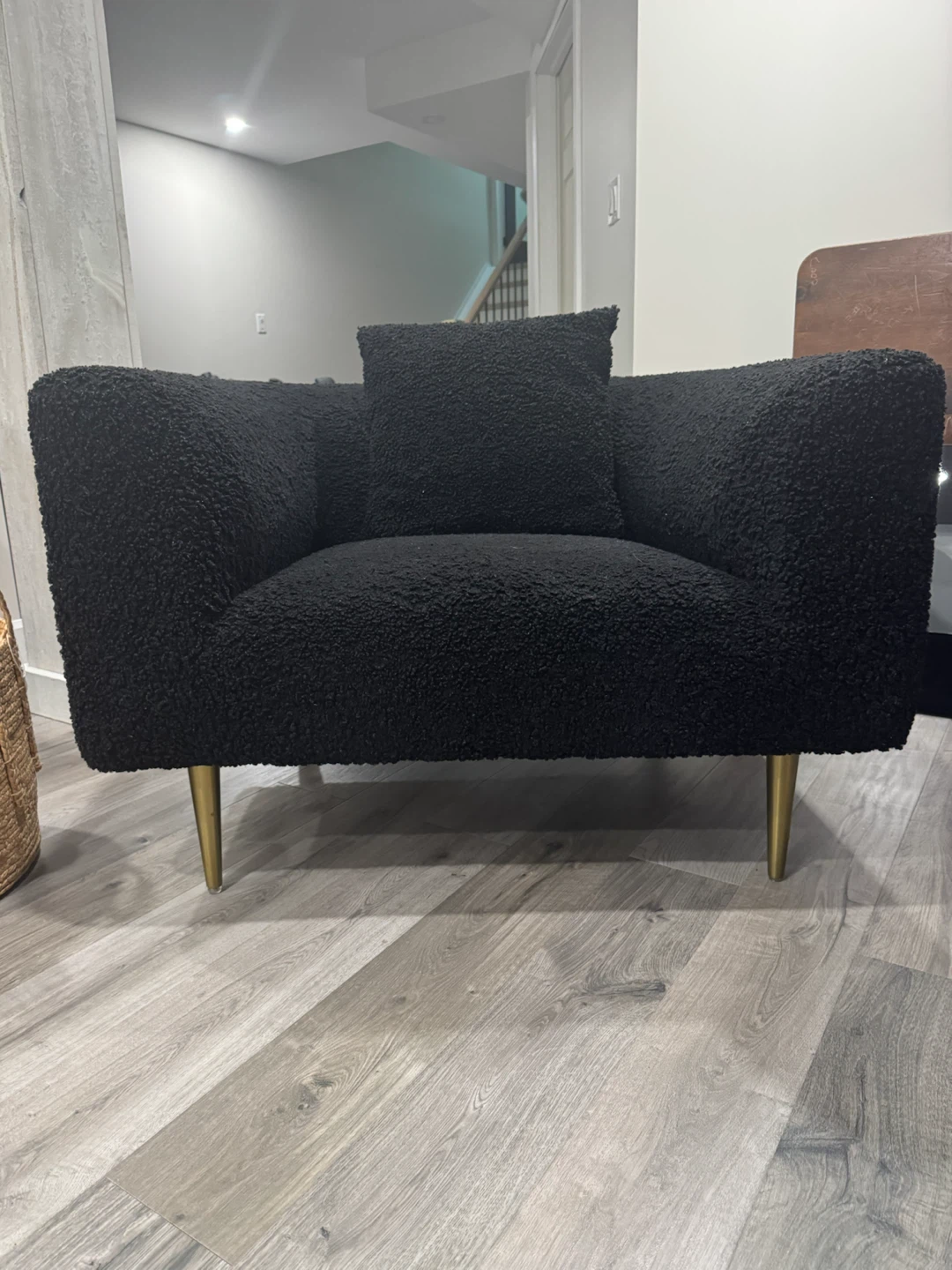 Structube Black Armchair with Gold Legs