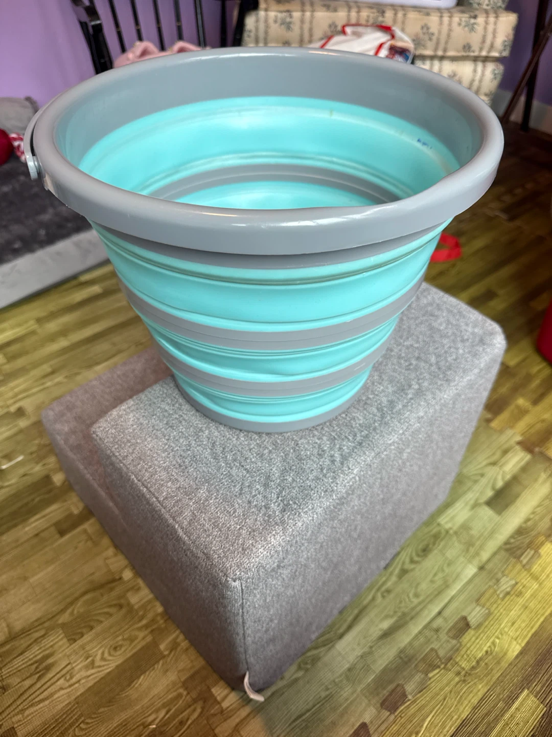 Collapsible Bucket - Teal and Gray