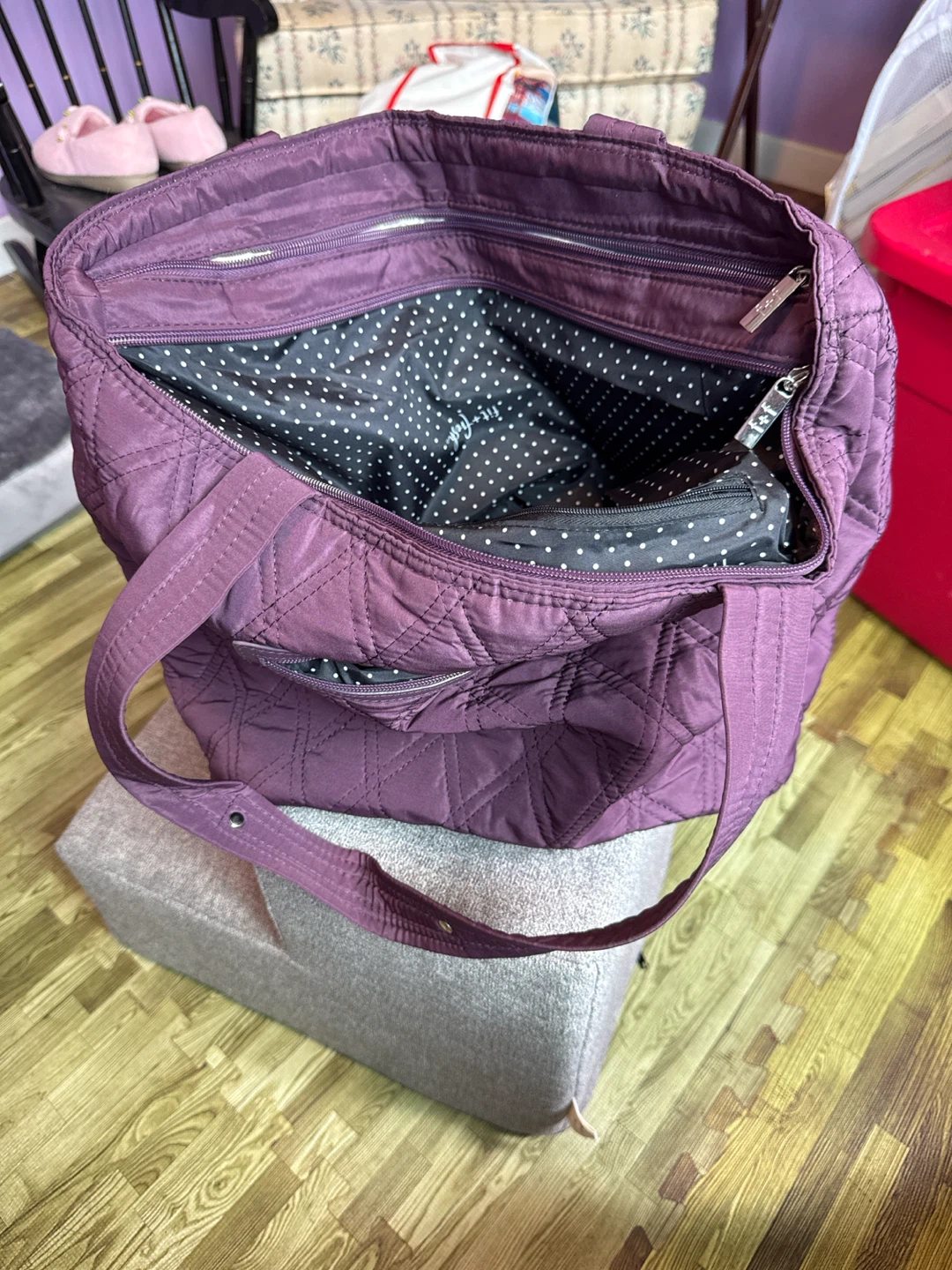 Purple Quilted Tote Bag