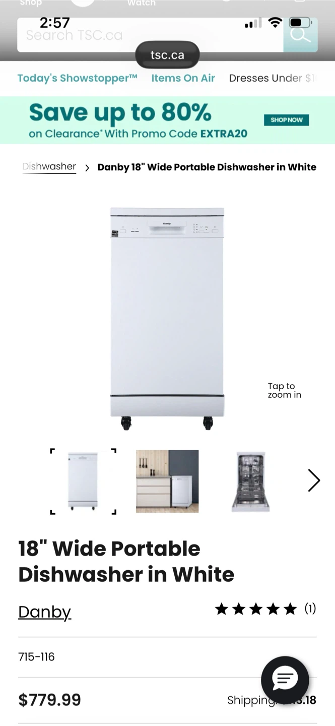 Danby 18" Wide Portable Dishwasher in White - photo 4