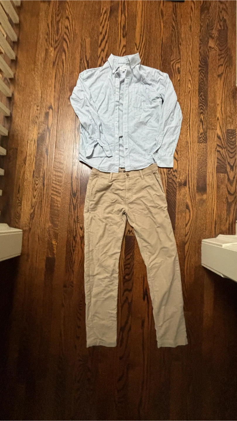 Club Monaco Khakis and Striped Button-Up Shirt Set