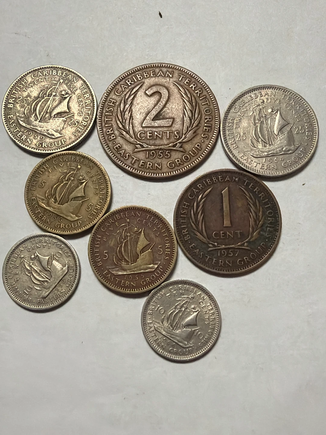 Collection of British Caribbean 2 Cents, 1 Cent, 5 Cents Coins