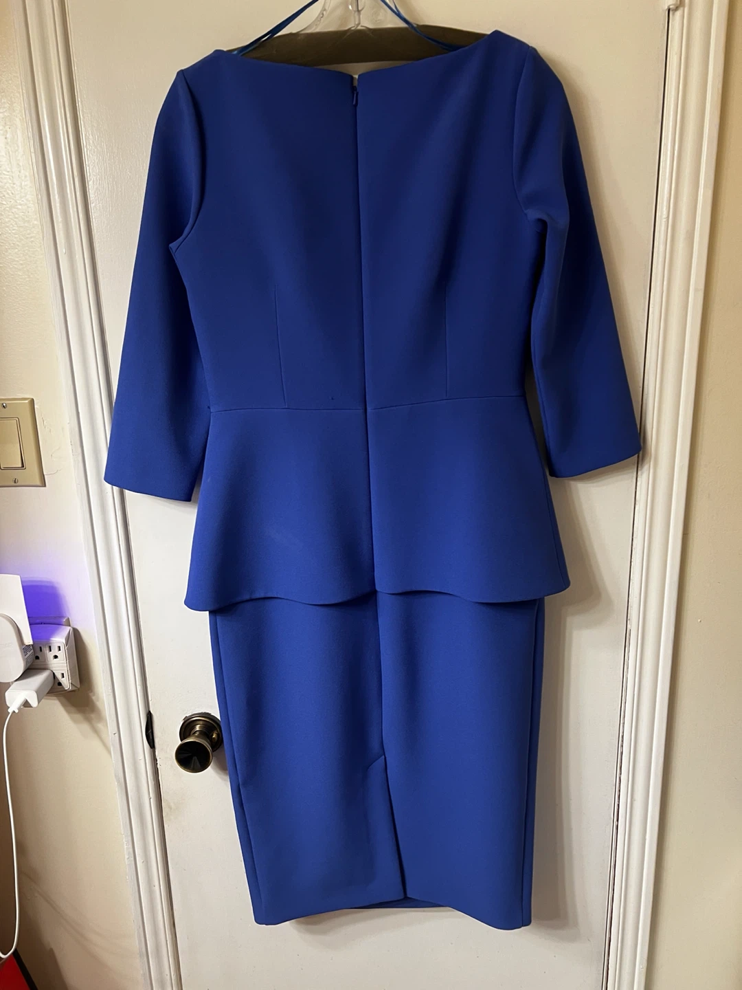 Safiyaa Blue Sheath Dress with Peplum - photo 3