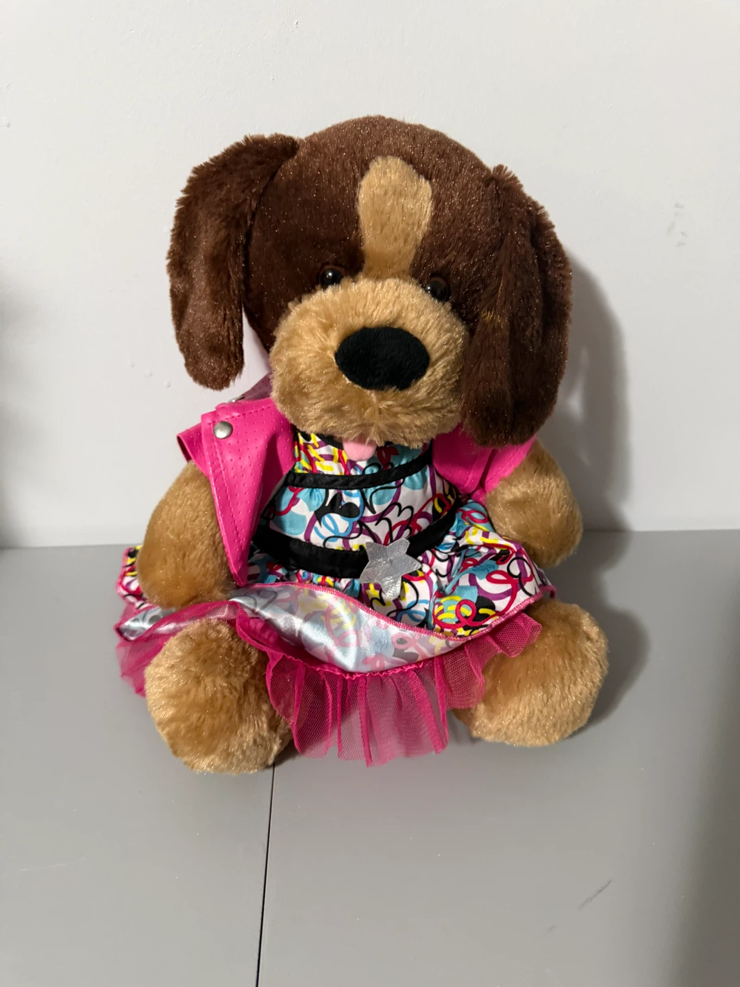 Build-A-Bear Velvet Hugs Puppy Pink RockStar Retired 2014