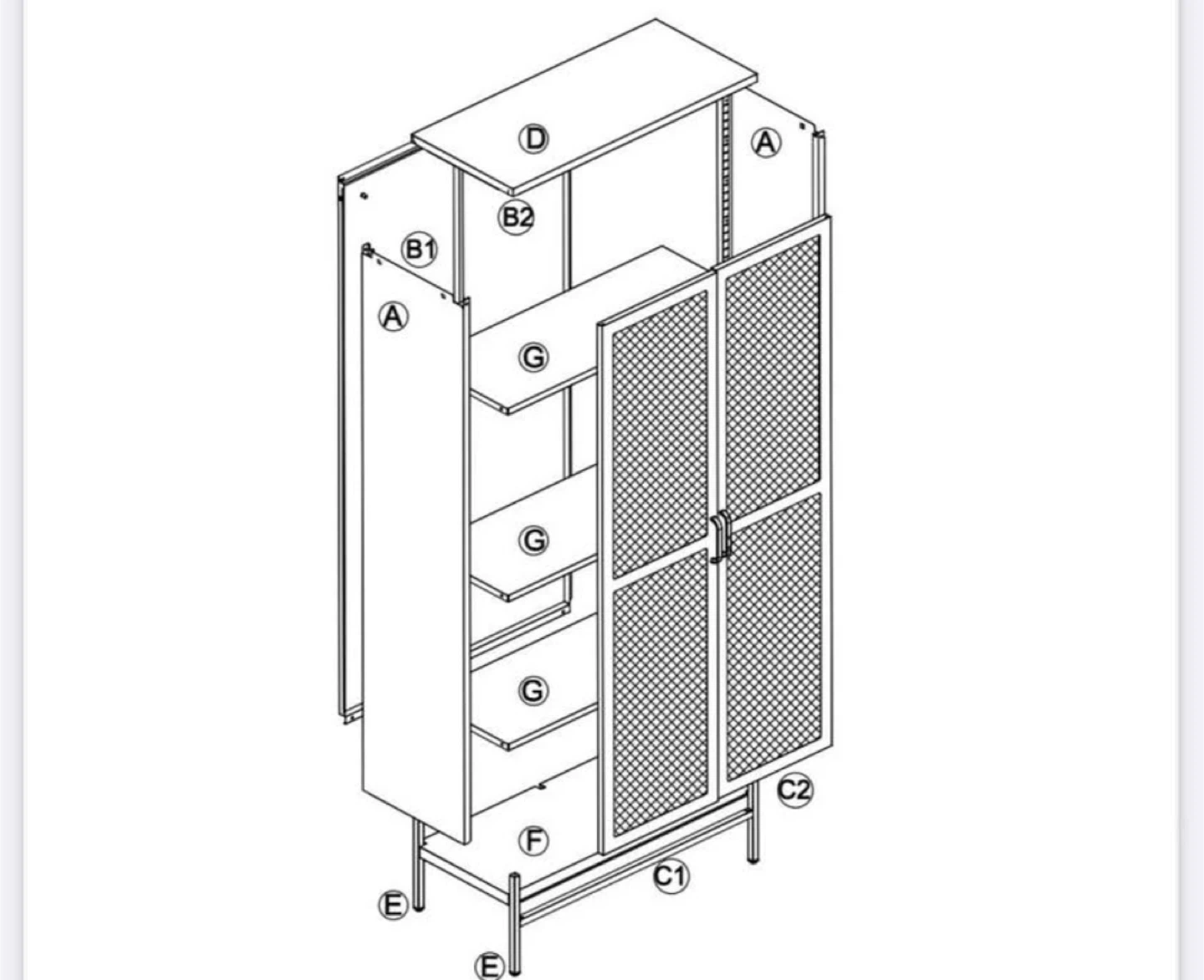Rattan Style Storage Cabinet Wardrobe - photo 4