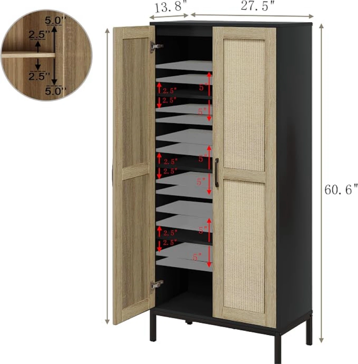 Rattan Style Storage Cabinet Wardrobe - photo 2