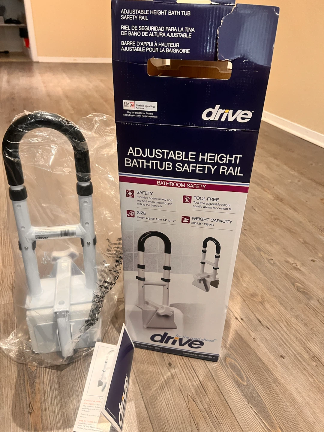Drive Adjustable Height Bathtub Safety Rail - photo 2
