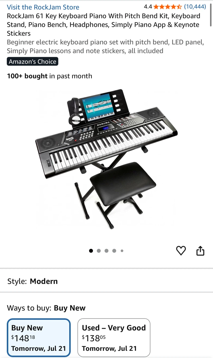 Brand new RockJam 61 Key Electric Keyboard Piano with Bench