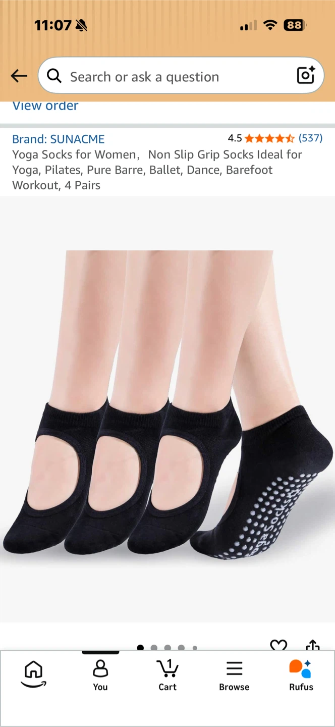 YogaSocks Non Slip Grip Socks Black - photo 3