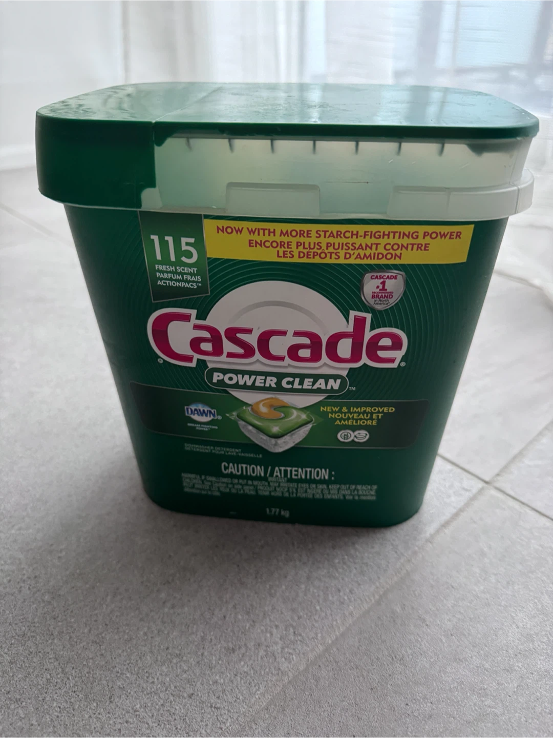 New Cascade Power Clean Dishwasher Detergent - 115 Actionpacs