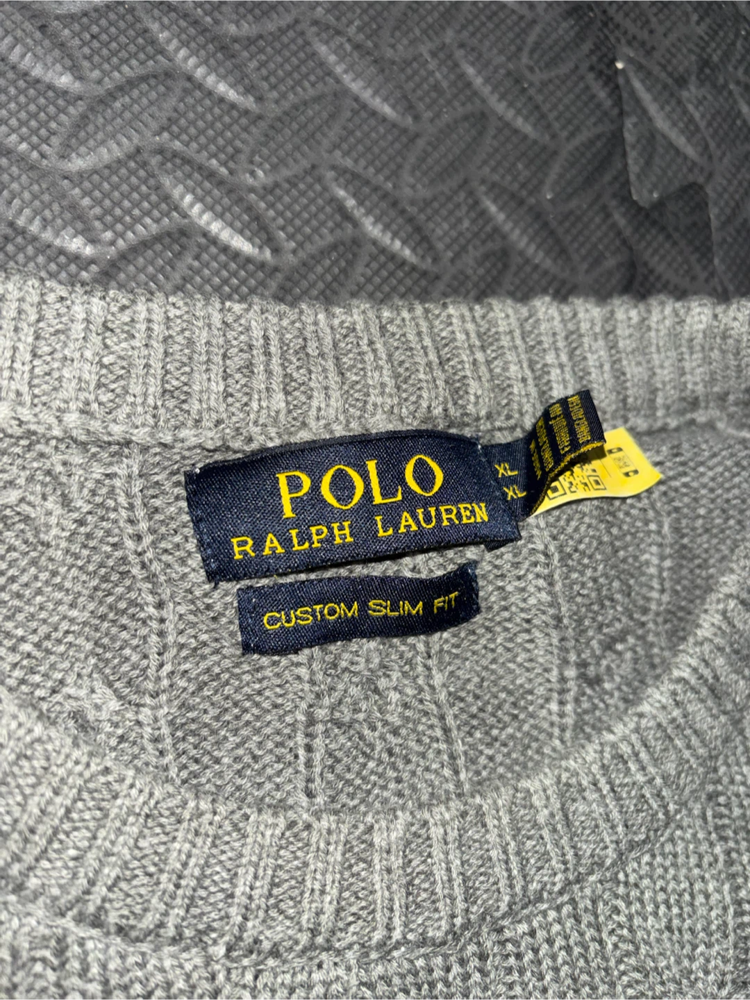 Polo Ralph Lauren Grey Cable Knit Sweater Custom Slim Fit XL - photo 2
