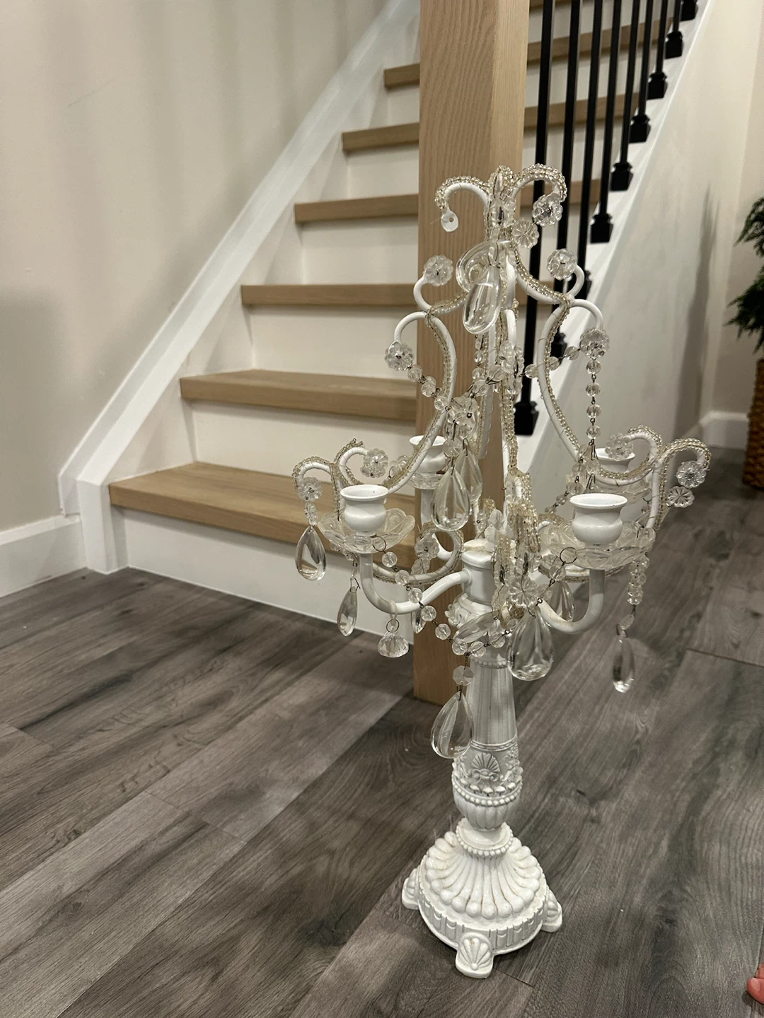 White 5-Arm Candelabra with Accents