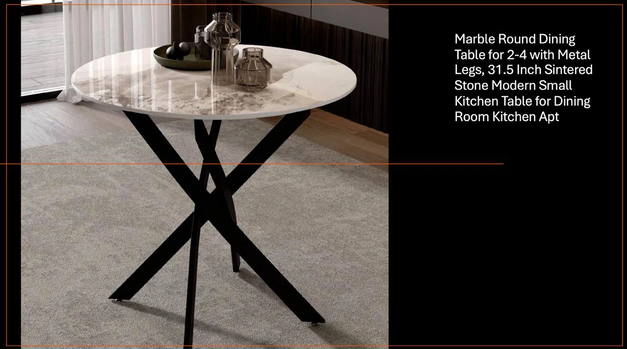 Marble Round Dining Table 31.5 Inch Sintered Stone