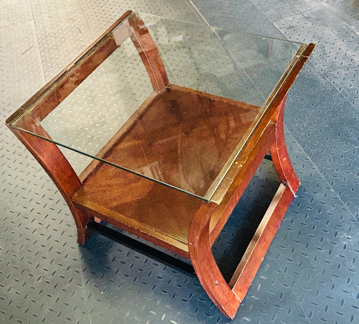 Leons cherry wood finish Glass top coffee table - photo 2