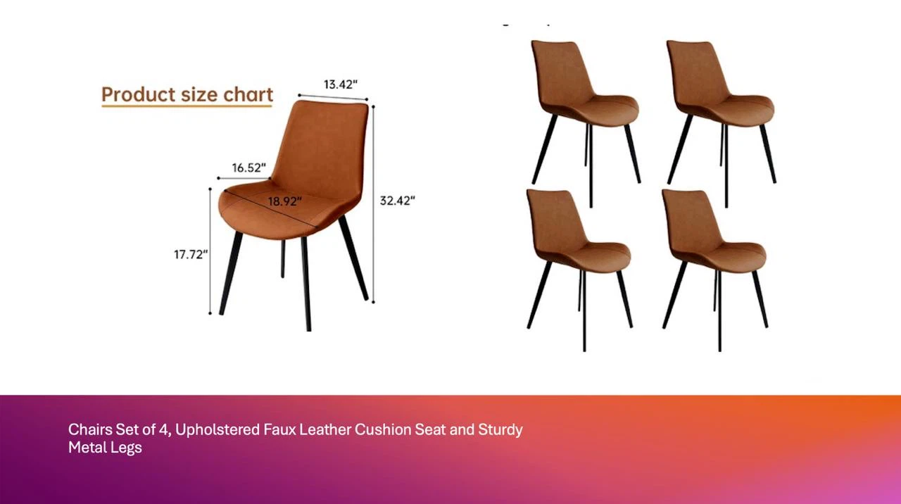 Set of 4 Upholstered Faux Leather Dining Chairs