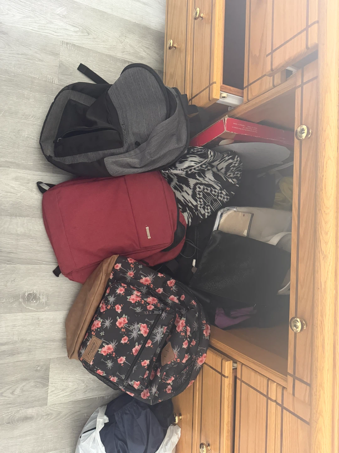 Assorted Backpacks - Floral, Red, Grey