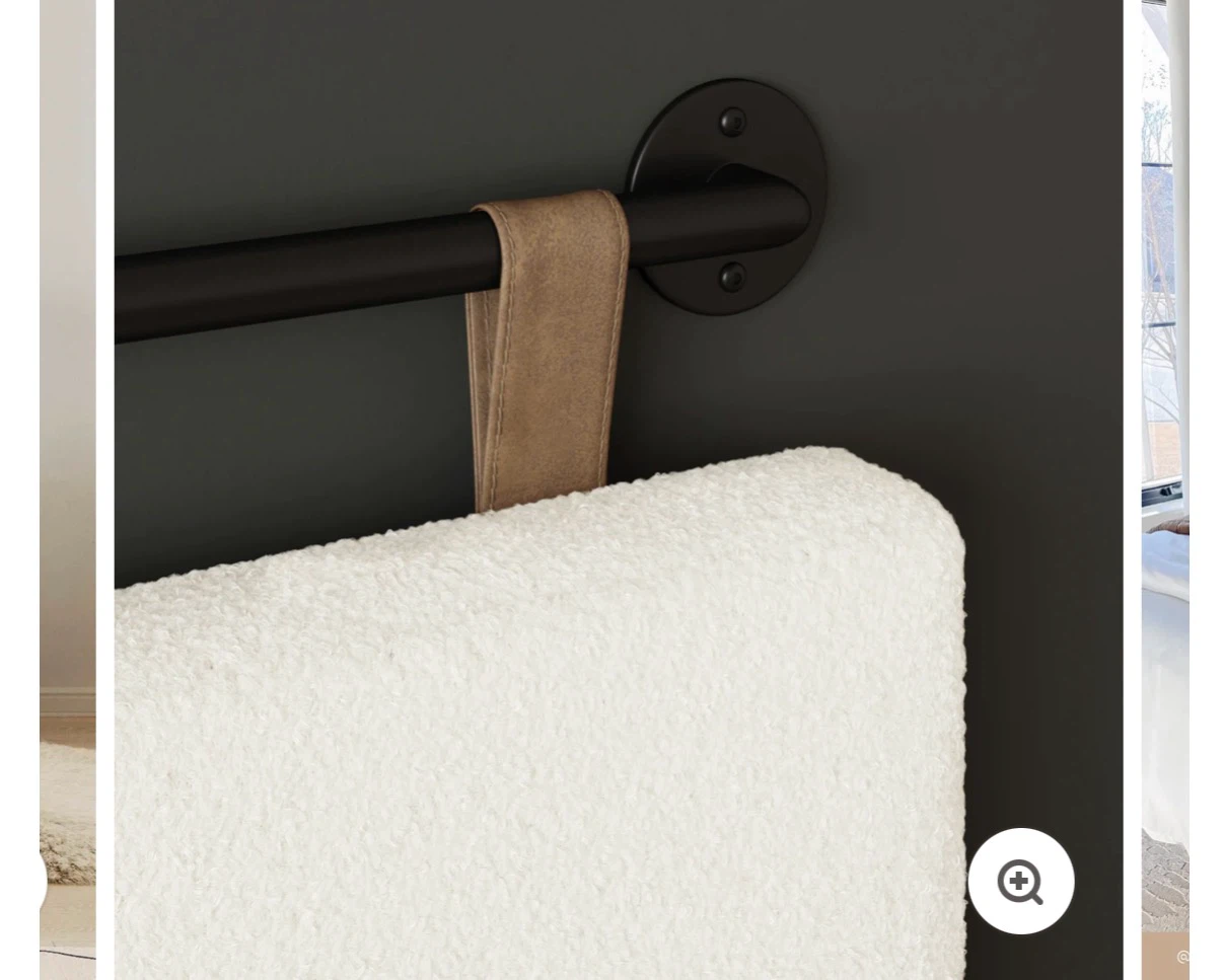 NATHAN JAMES White Boucle Headboard with Black Metal Rod - photo 3