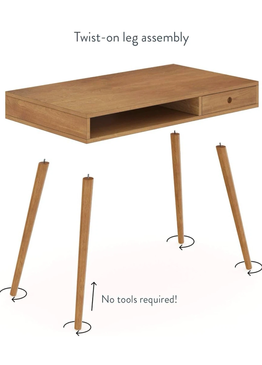 NATHAN JAMES Wooden Desk with Drawer and Open Shelf - photo 3