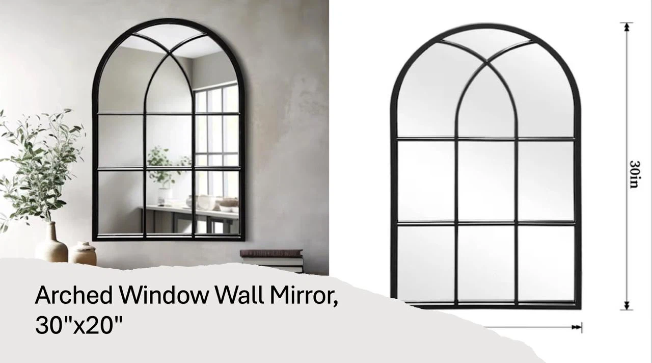 Arched Window Wall Mirror 30"x20"