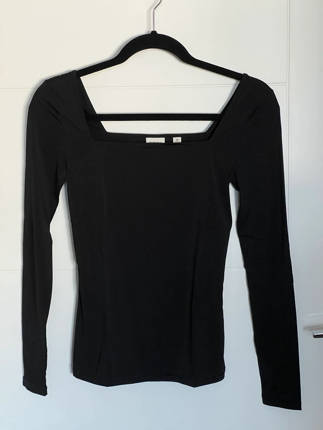 Babaton Black Long Sleeve Square Neck Top XS