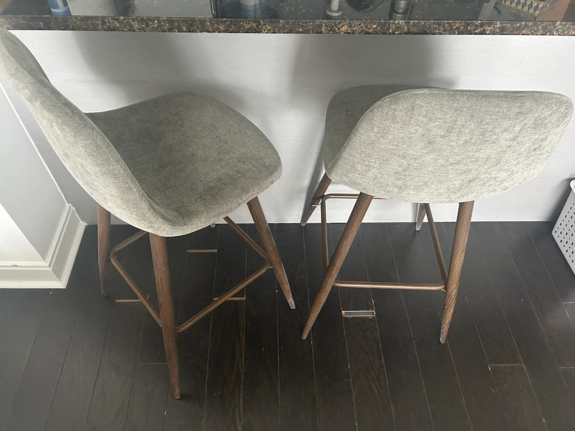 Grey Fabric Bar Stools - Set of 2 - photo 2