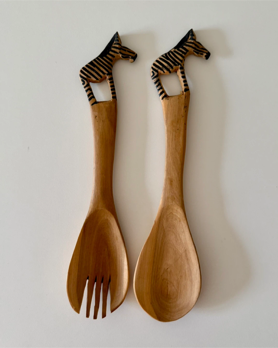 Wooden Salad Servers with Zebra Handles - photo 2