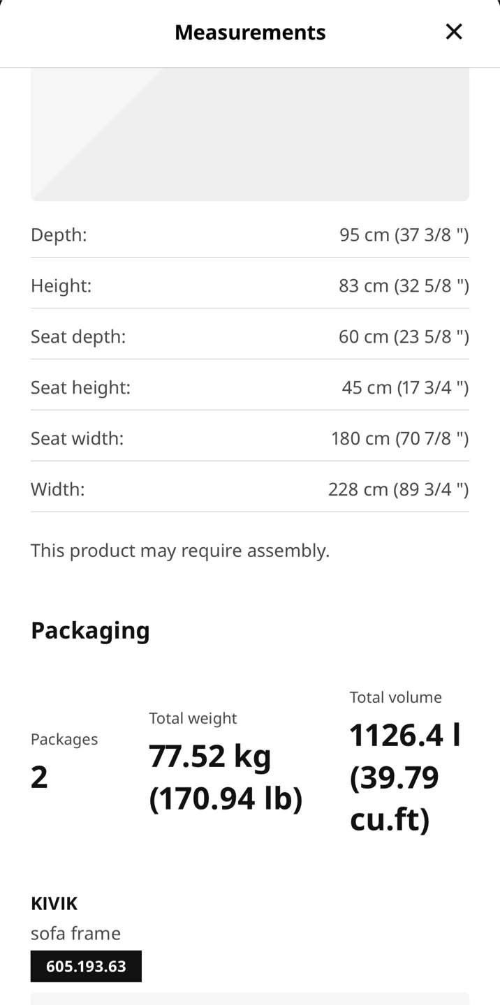 IKEA KIVIK Sofa Frame - Grey - photo 5