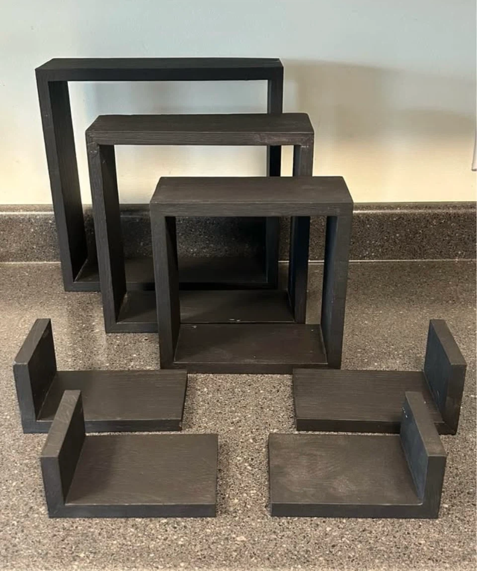 Set of 5 Black Wood Display Stands
