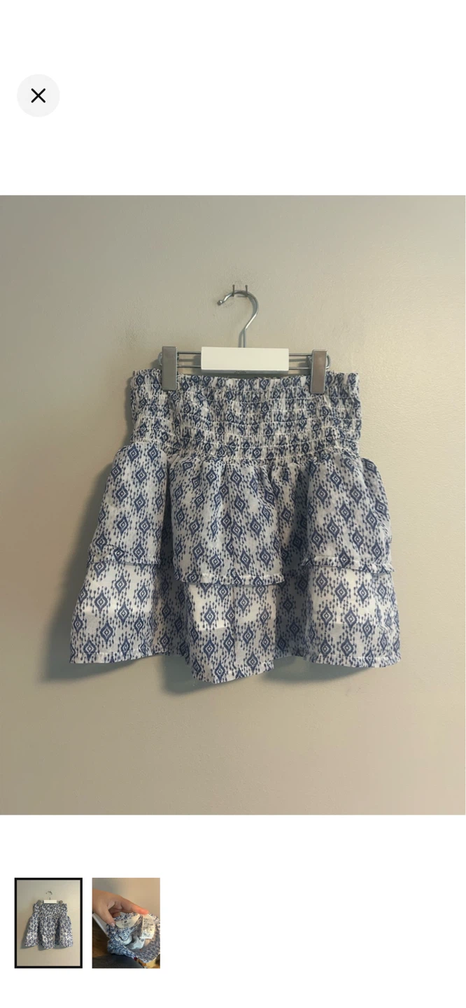 H&M Tiered Skirt - Blue & White Pattern