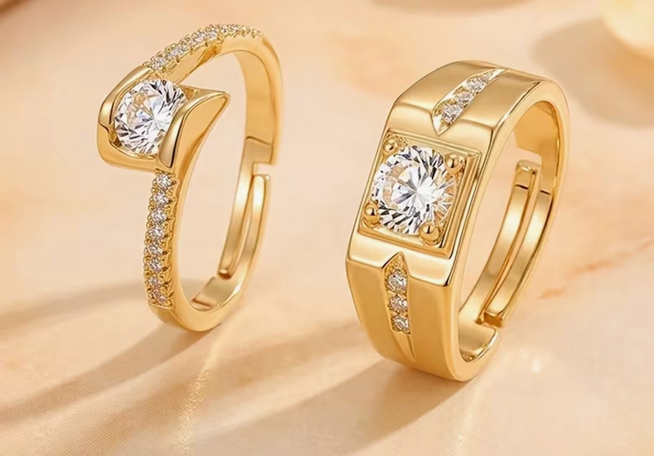 Couple's Adjustable Rings 18k - Gold Tone