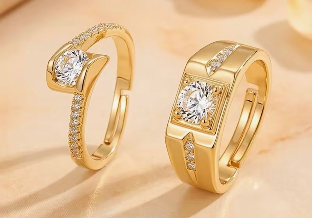 Couple's Adjustable Rings 18k - Gold Tone - photo 2