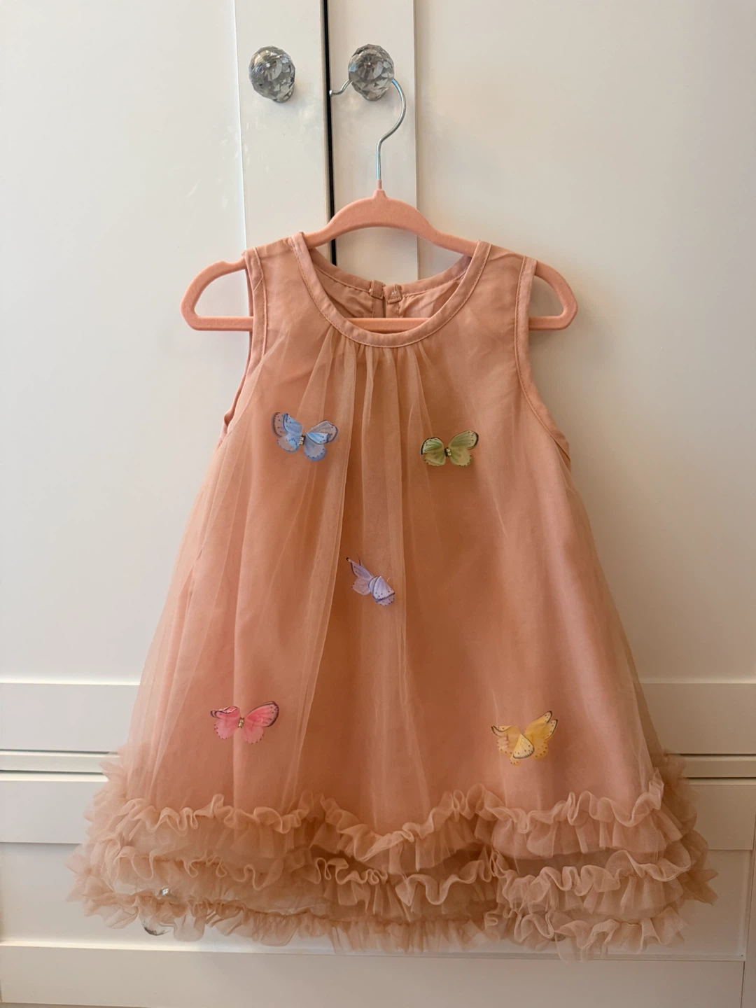 Girls Peach Butterfly Tulle Dress