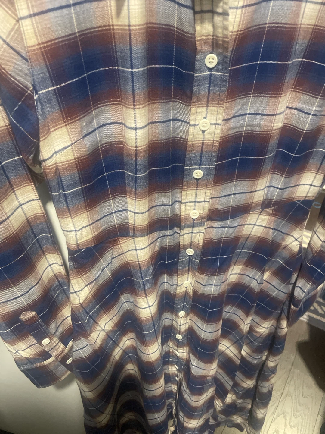 UNIQLO Soft Brushed Long Sleeve Shirt Dress - Plaid - photo 3