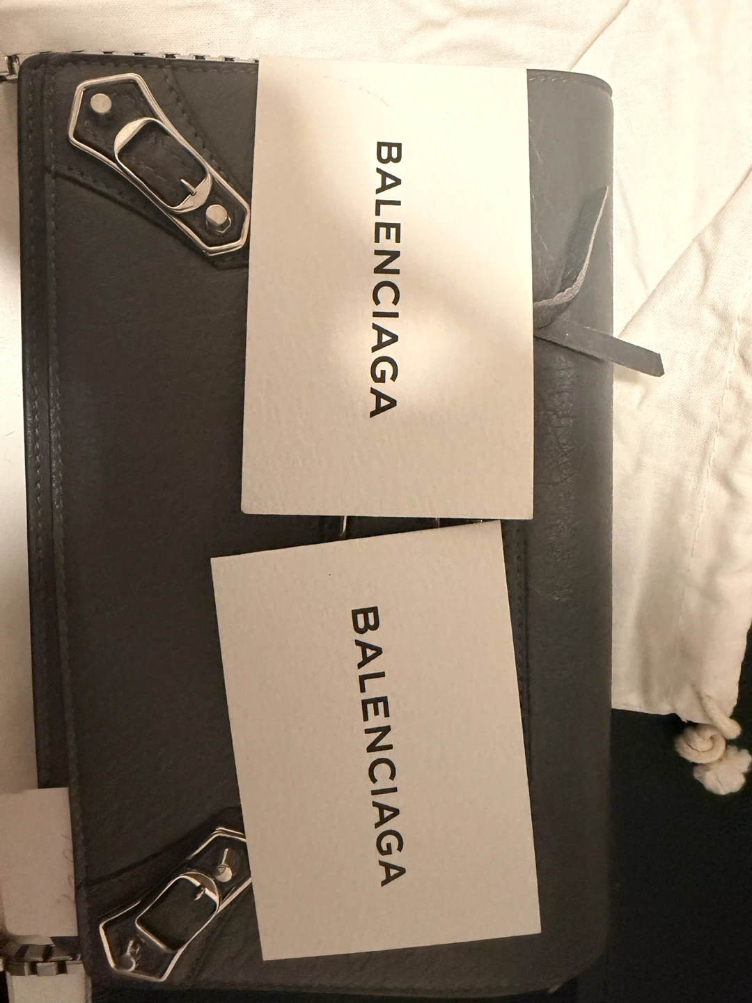Balenciaga Grey Leather Shoulder Bag with Chain - photo 4
