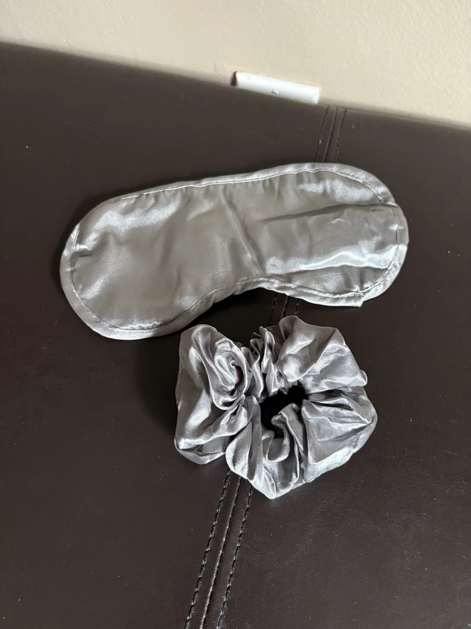 Silver Satin Eye Mask & Scrunchie Set