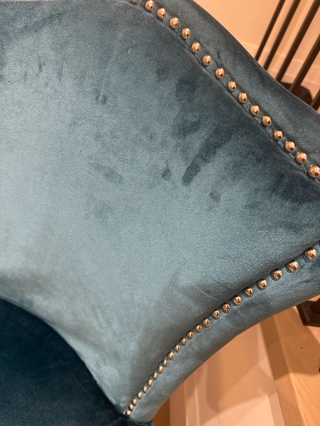 Two Teal Velvet Dining Chair with Stud Detail - photo 2
