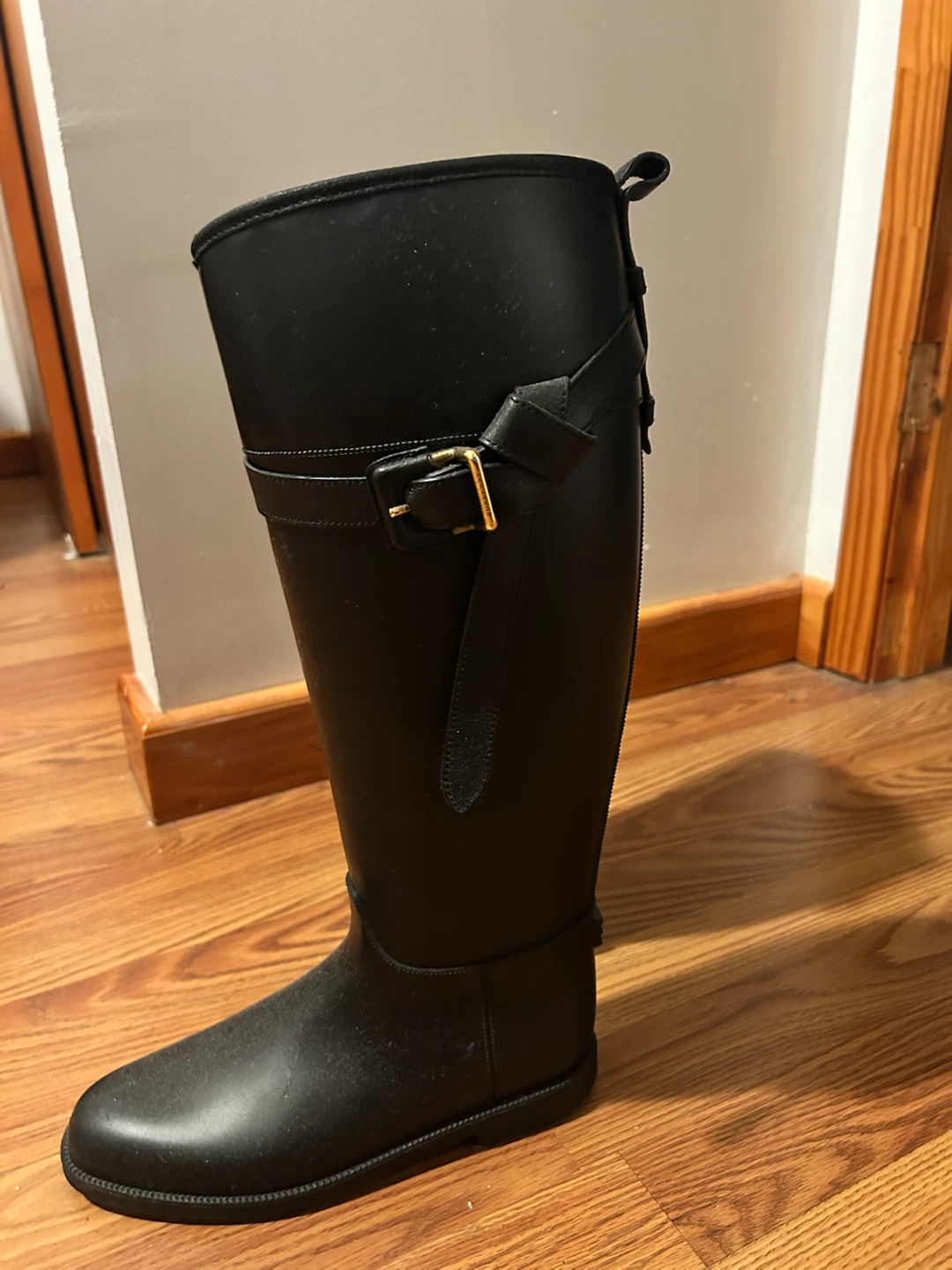 Burberry Black Tall Riding Boots with Buckle Detail - photo 4