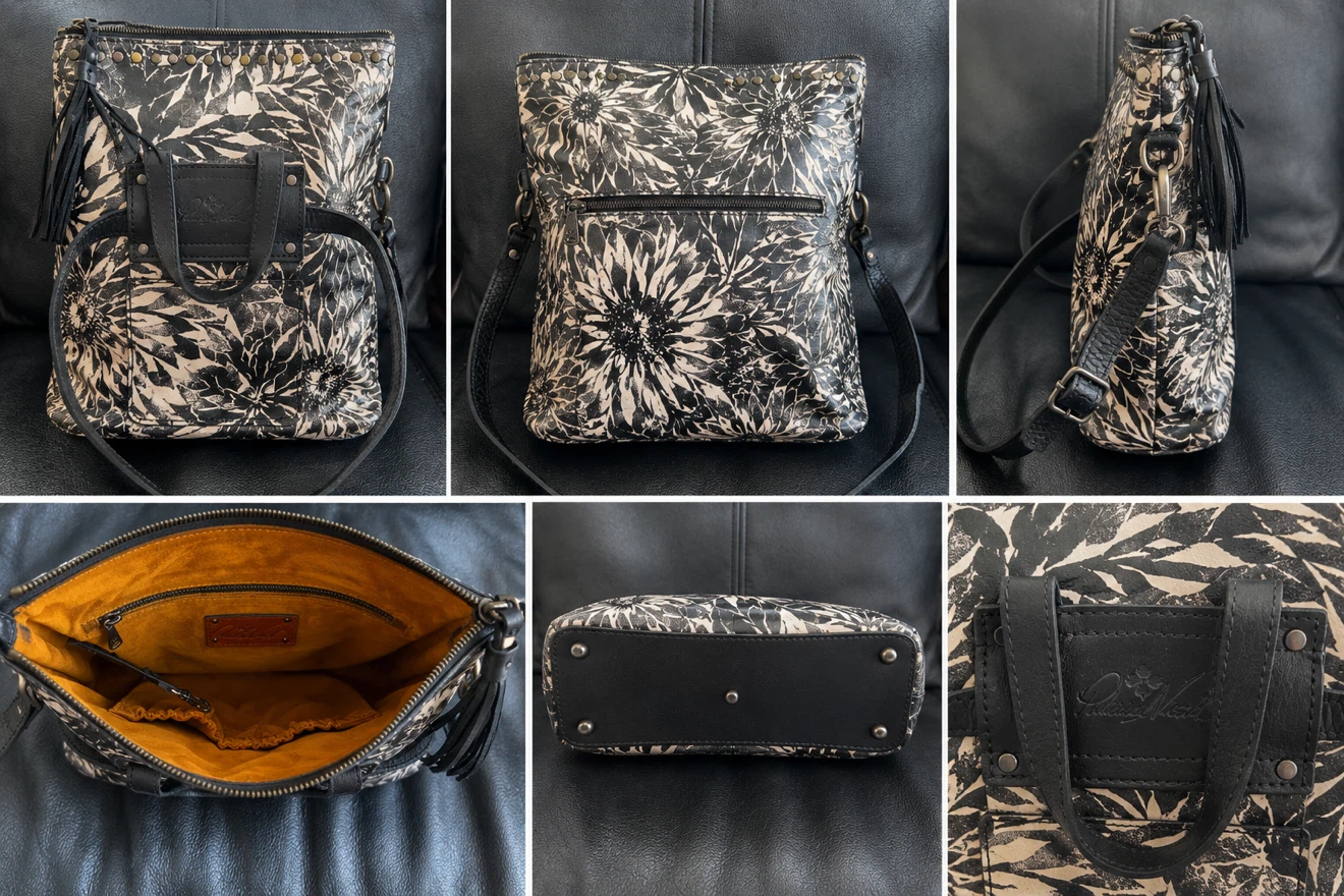 Patricia Nash Sunflower Print Leather Crossbody Bag