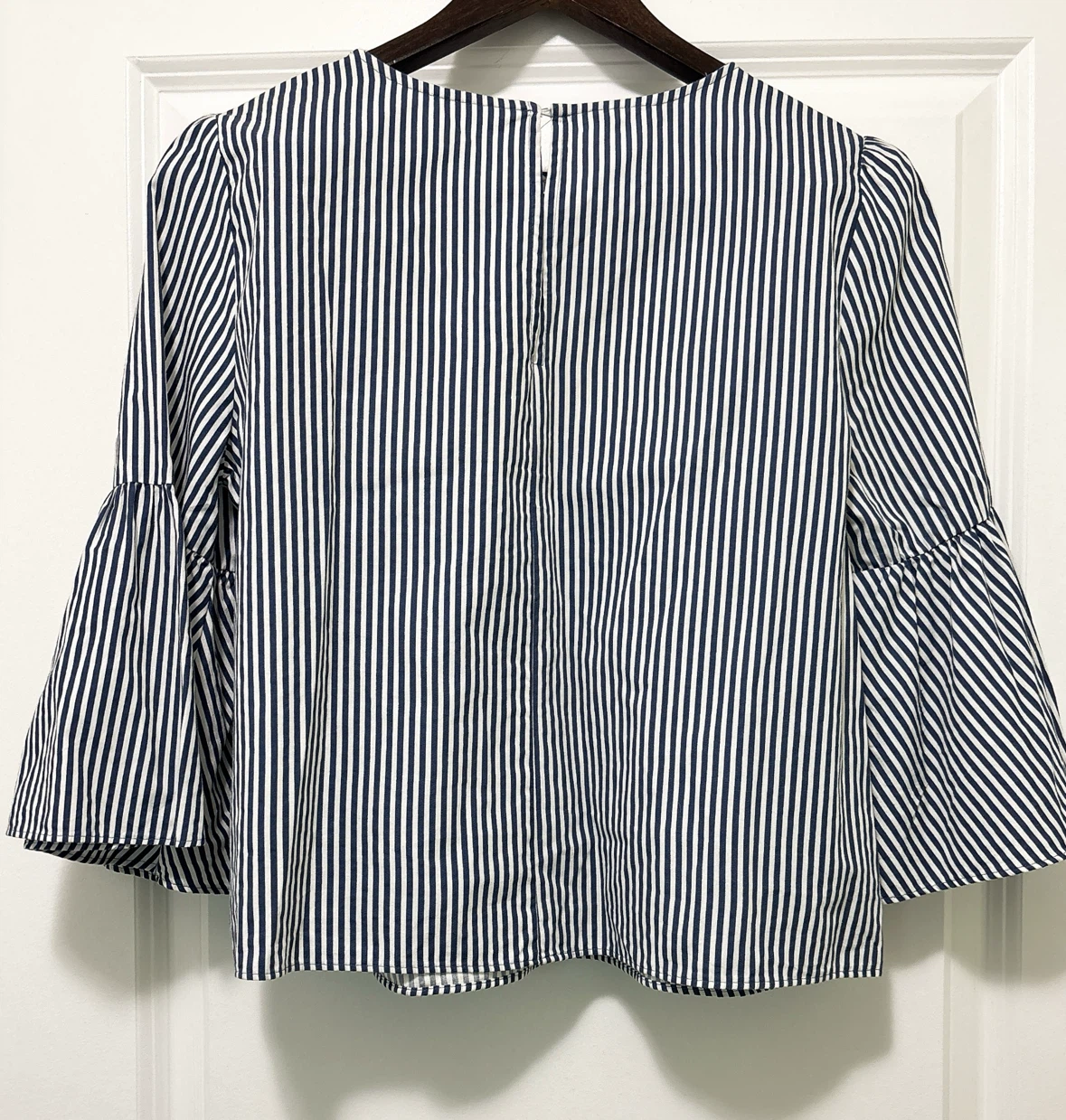 Zara Basic Striped Blouse with Pearl Details - photo 2