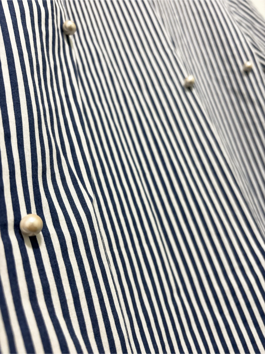 Zara Basic Striped Blouse with Pearl Details - photo 4