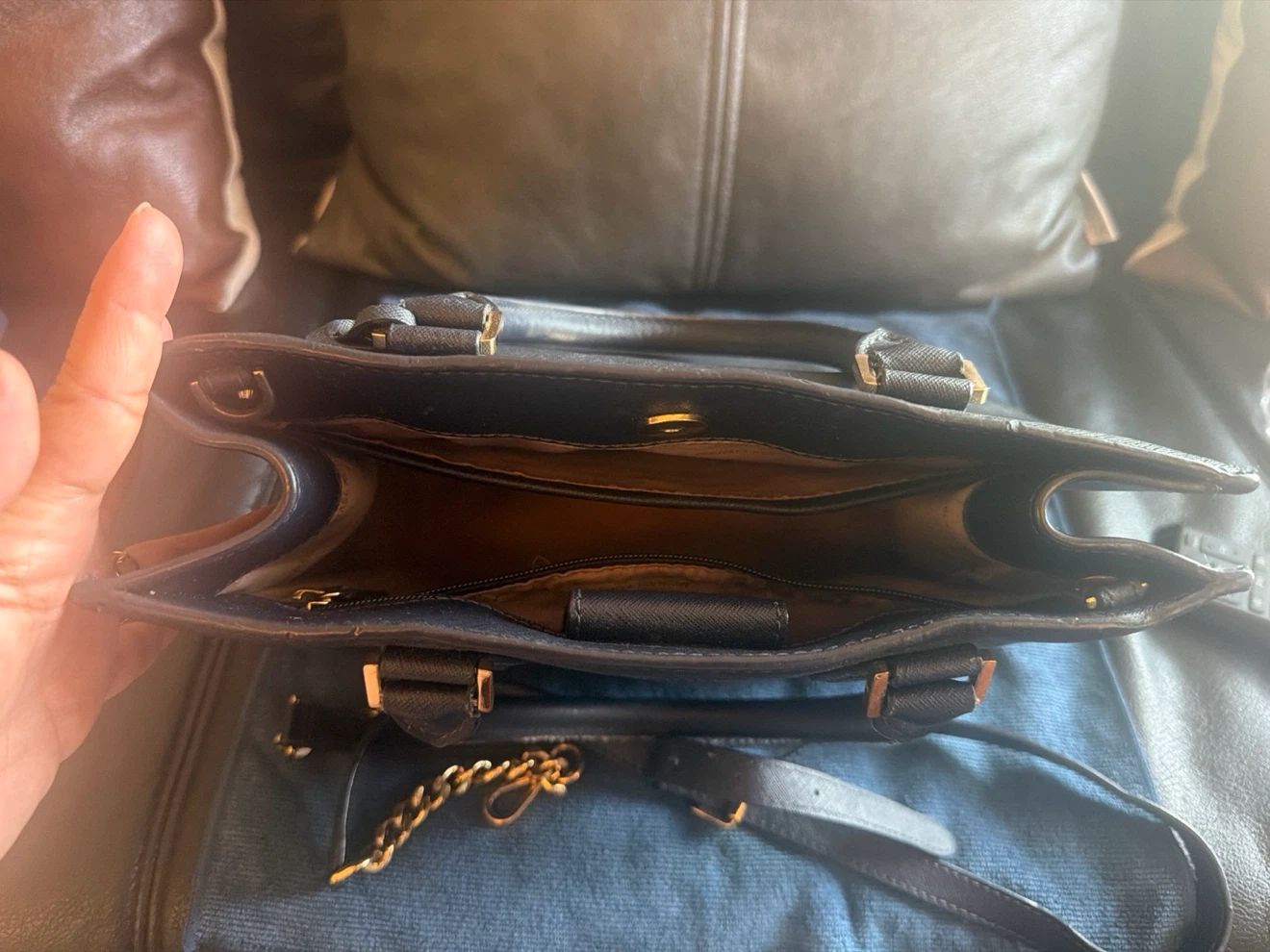 Michael Kors Navy Leather Satchel Handbag - photo 2