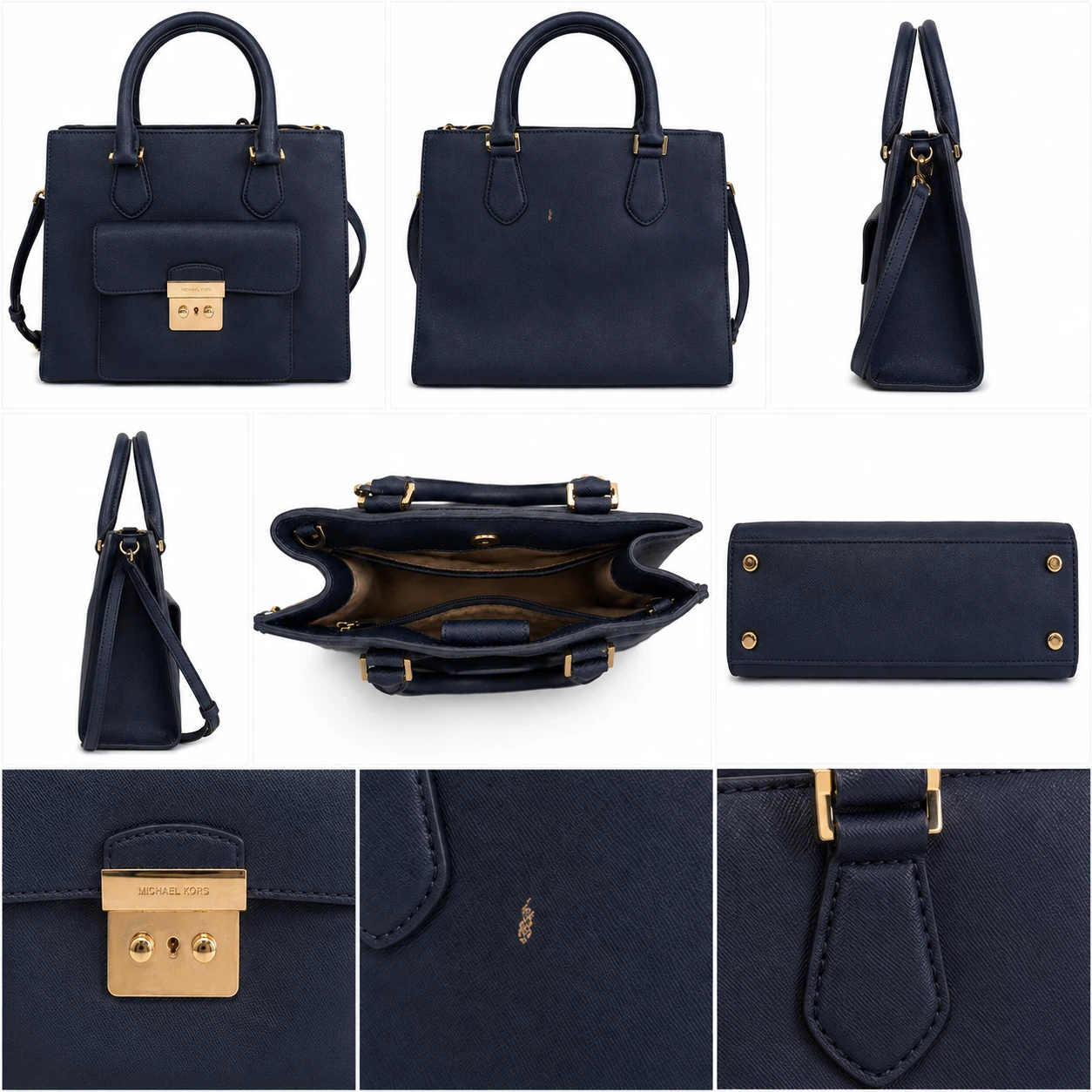 Michael Kors Navy Leather Satchel Handbag - photo 4