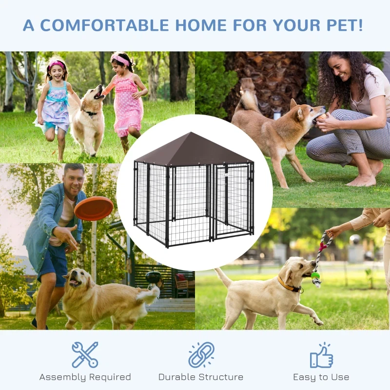 Outdoor Dog Kennel, Welded Wire Steel Fence, Lockable - photo 3